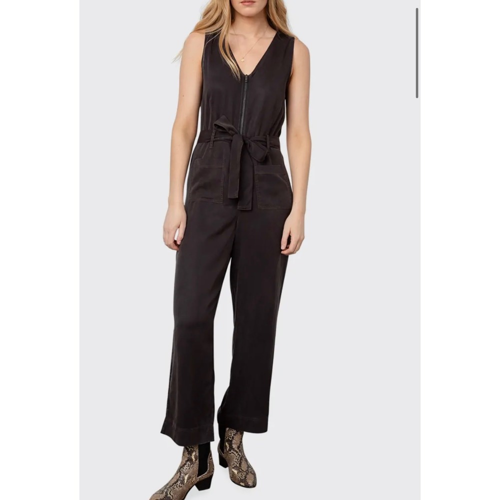 Rails Womens Luke Jumpsuit Medium Belted‎ Zip Front Lyocell Pockets Black